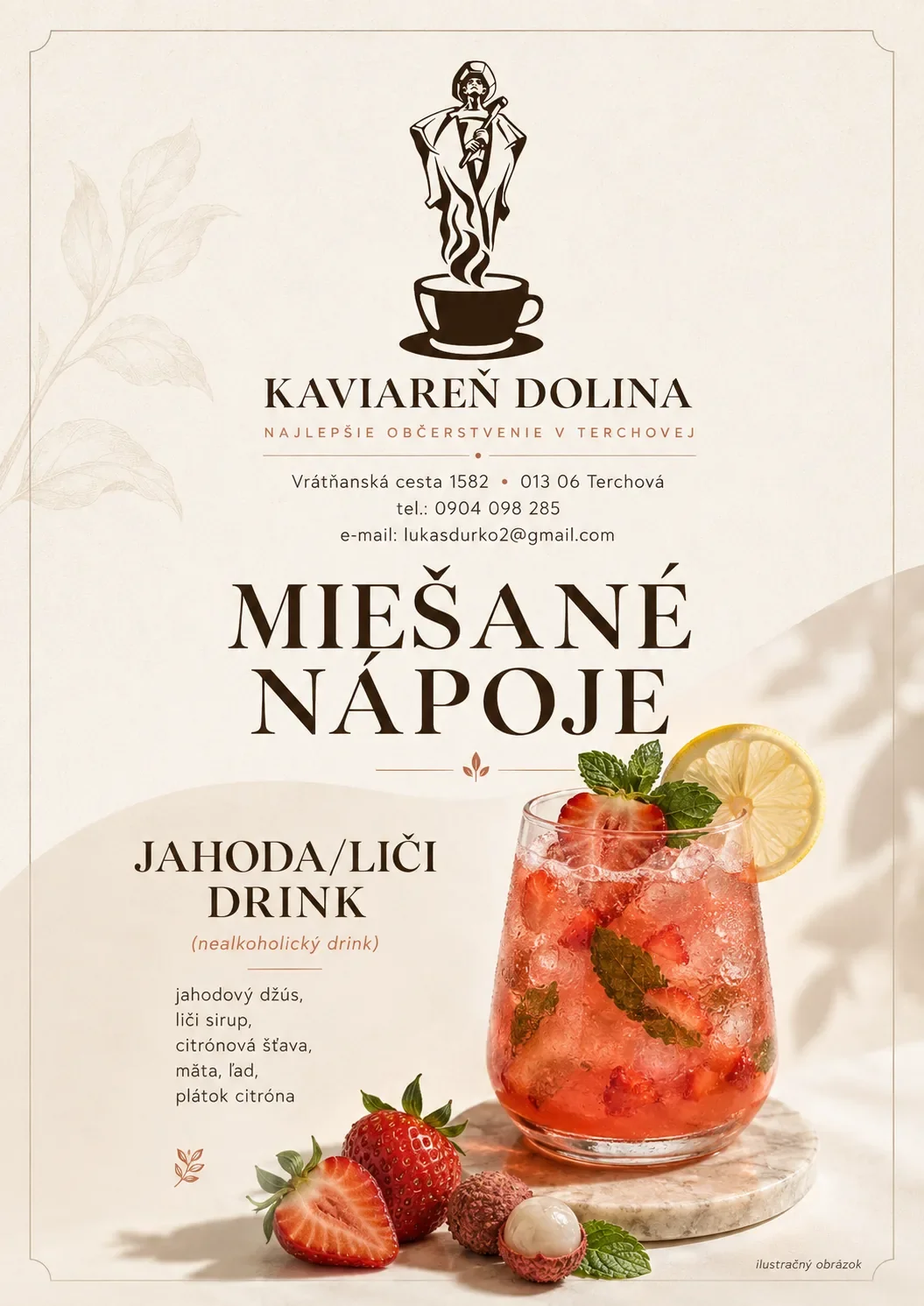 Nápojové menu Kaviarne Dolina - strana 1